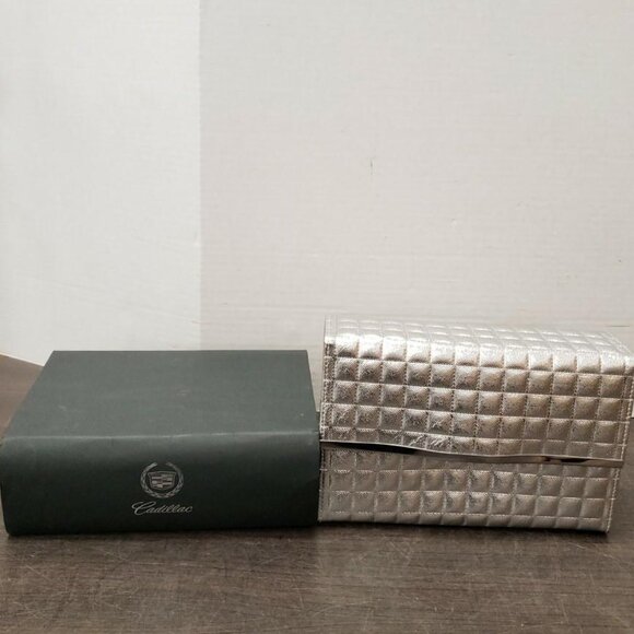 Cadillac Silver Quilted Clutch Purse with Original Box - Picture 1 of 7